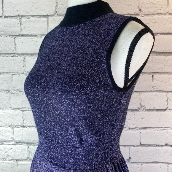 Kate Spade New York Purple Metallic Sweater Dress Pleated Skirt size Small - Picture 9 of 13